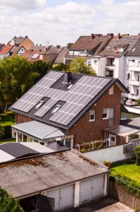solar panels with green renewable energy